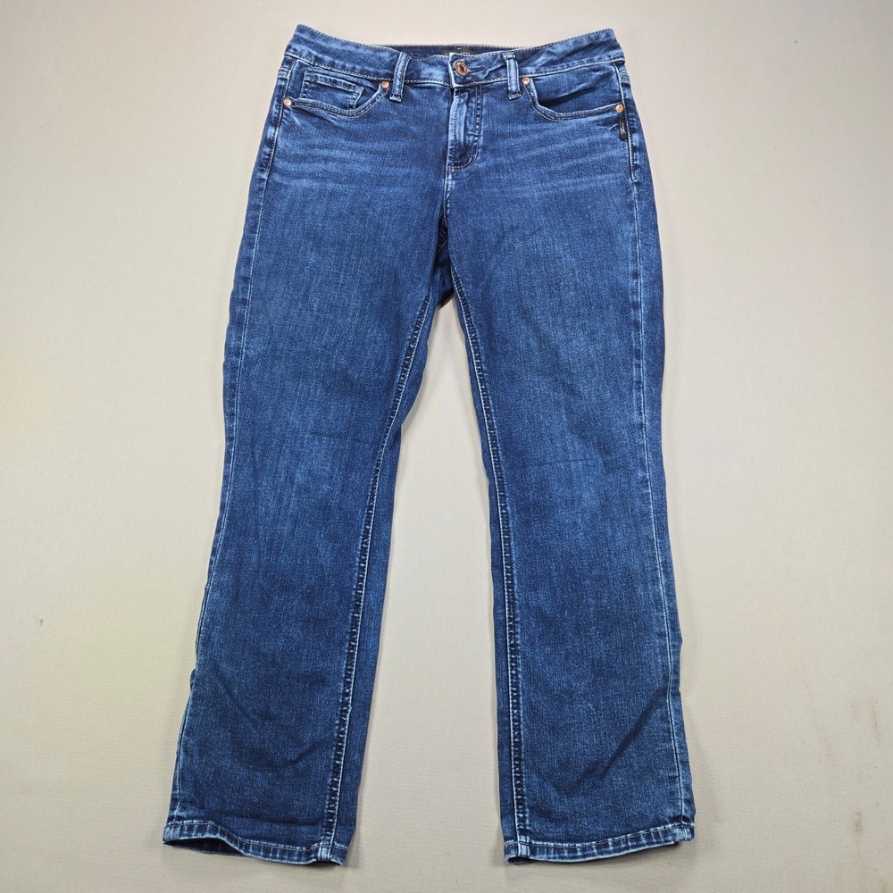 Silver Jeans Co Suki Capri Denim Dark Wash Stretch Mid Rise Womens Size 30 L23.5